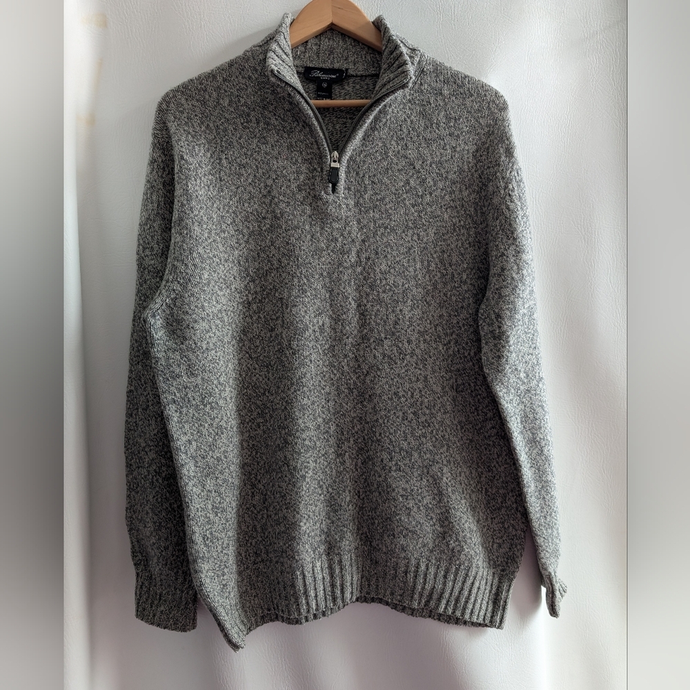 Blumarine Italy Wool Marled Grey 1/4 Zip Pullover Knit Sweater - XL